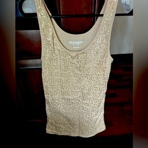 Beige old navy tank top with sequins